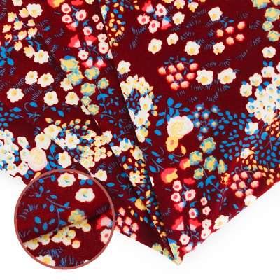 flower printed textiles DTY one side brushed print knitted stretch jersey fabric for Sports clothes