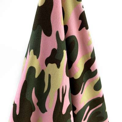 cheap DTY brushed 2-side jersey fabric camouflage pattern knitted textile for garment